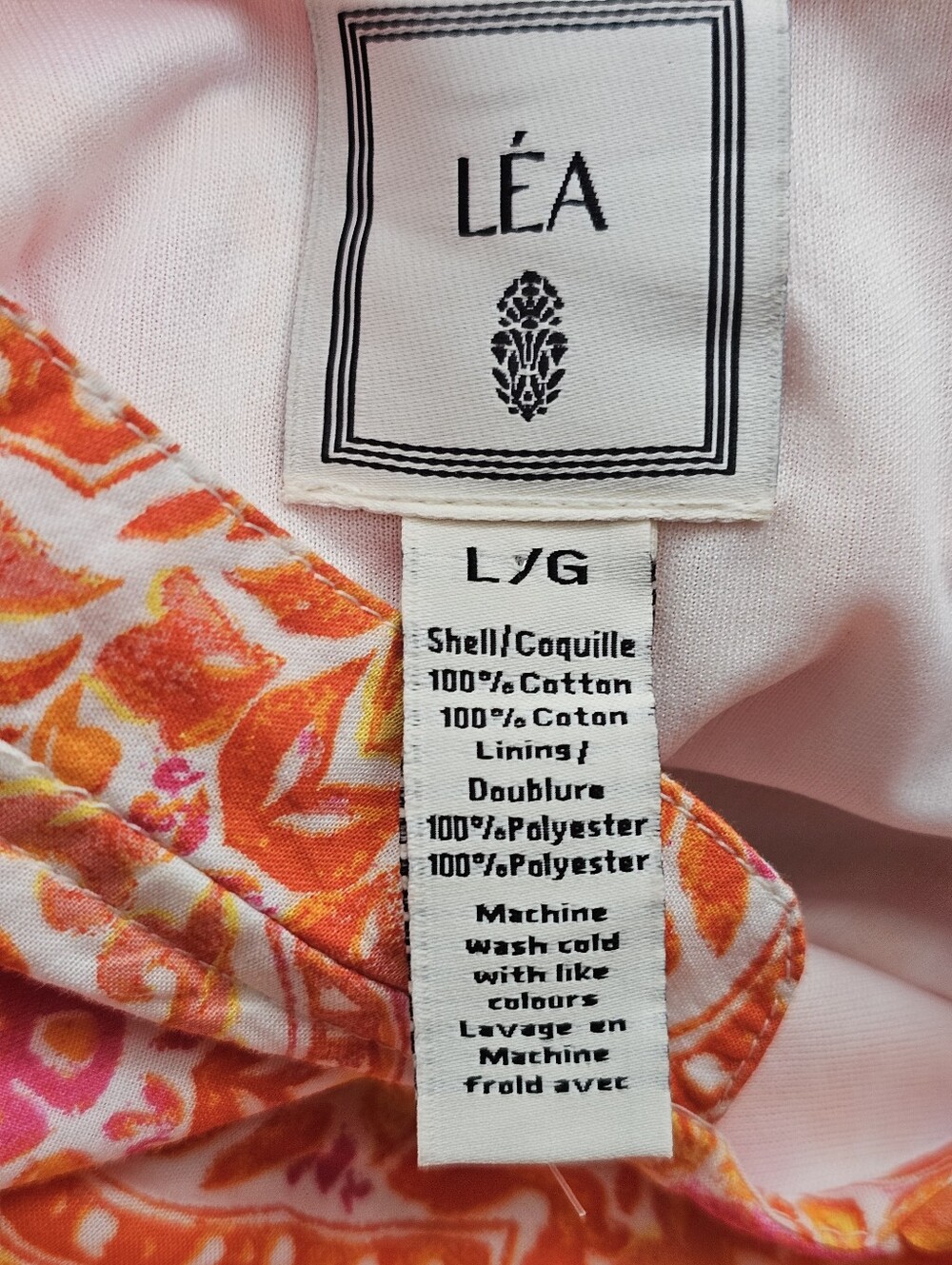 LEA 100% Cotton Orange Midi Sundress Size Large - Picture 5 of 6